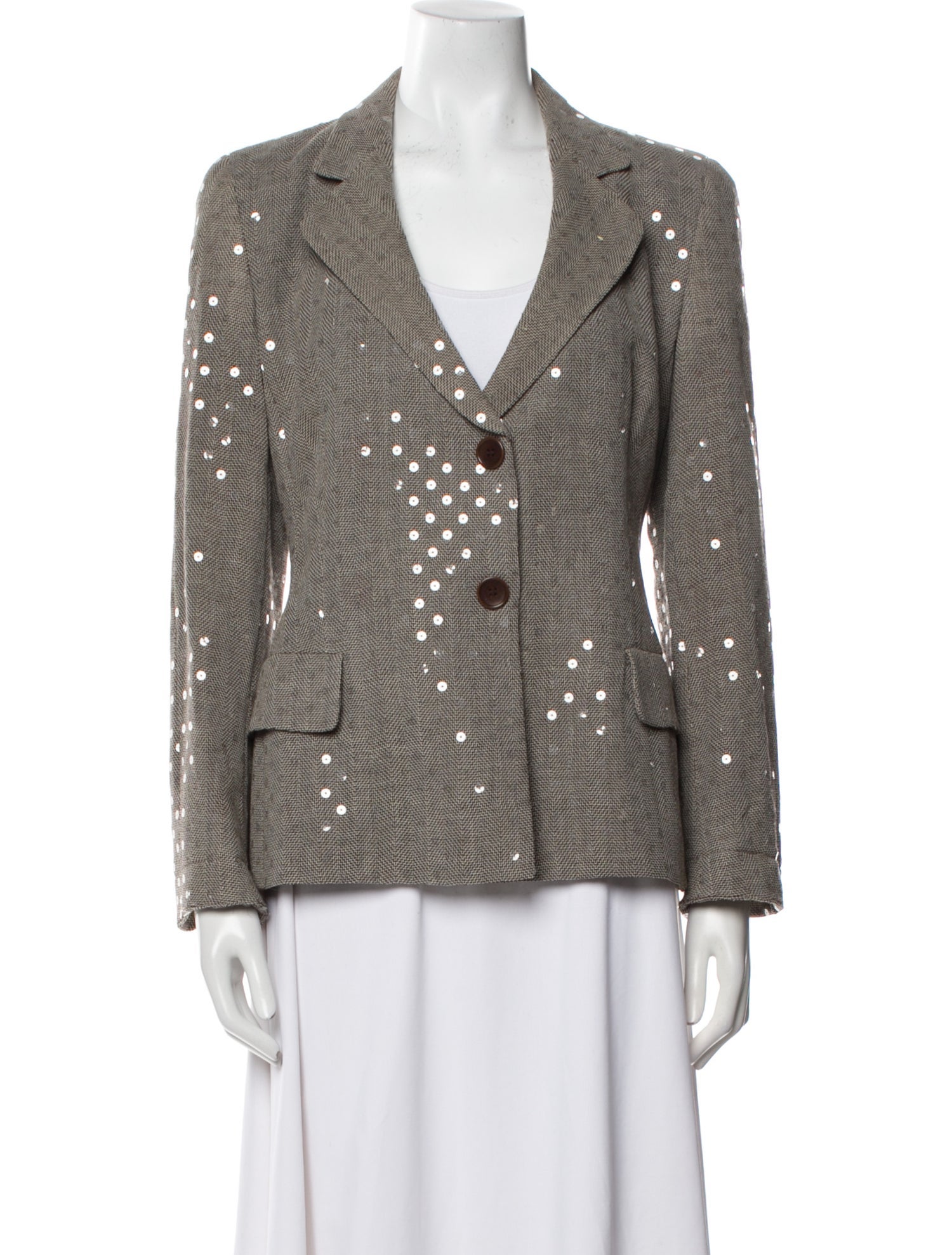 Rena Lange Wool Plaid Print Blazer