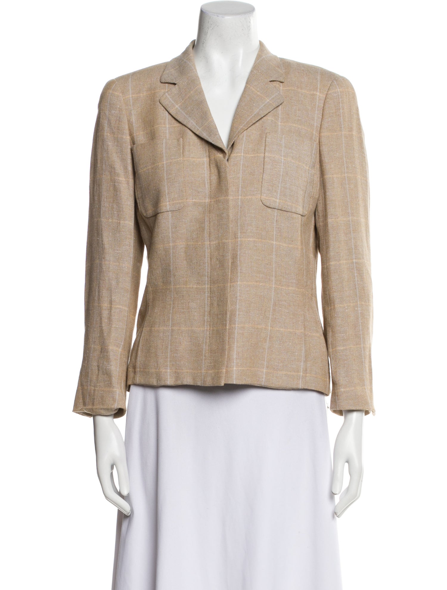Rena Lange Linen Plaid Print Blazer