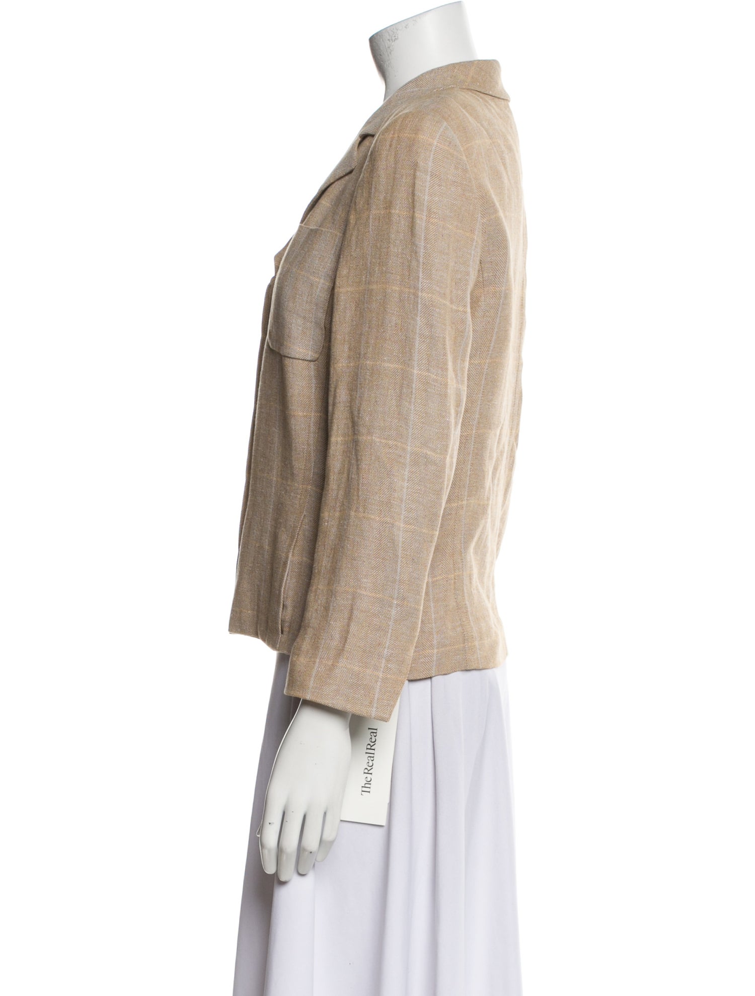 Rena Lange Linen Plaid Print Blazer