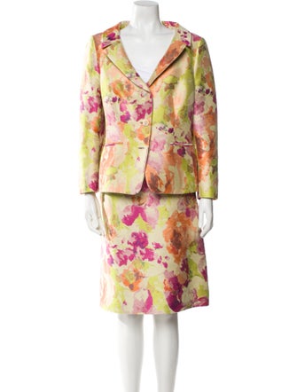 Rena Lange Floral Print Skirt Suit