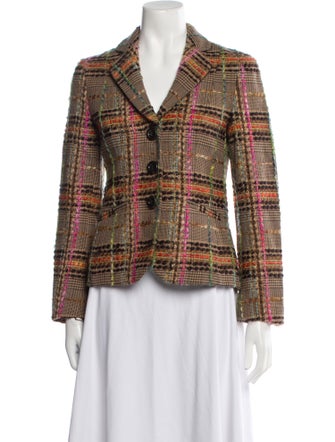 Rena Lange Virgin Wool Plaid Print Blazer