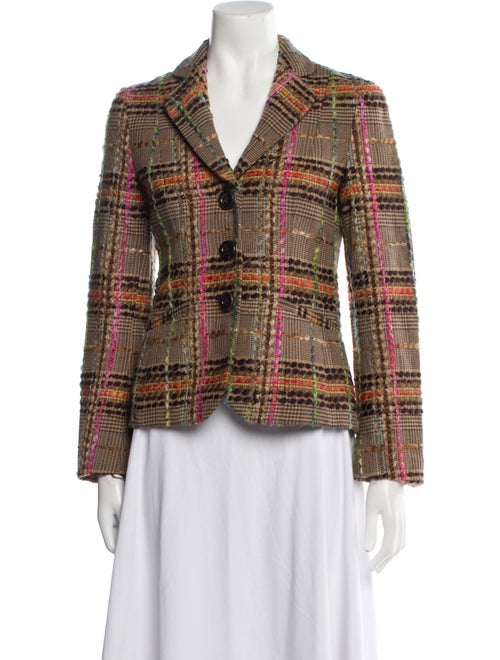 Rena Lange Virgin Wool Plaid Print Blazer