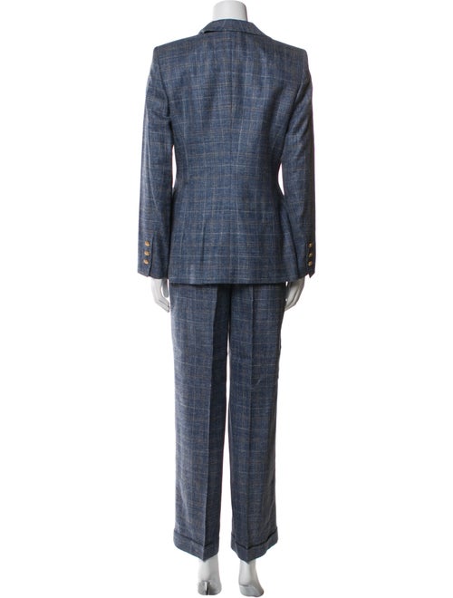 Rena Lange Linen Plaid Print Pantsuit