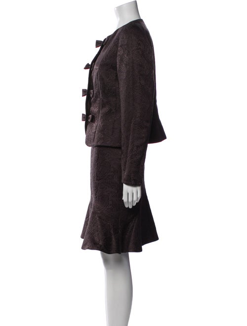 Rena Lange Printed Bow Accents Skirt Suit