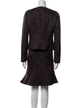 Rena Lange Printed Bow Accents Skirt Suit