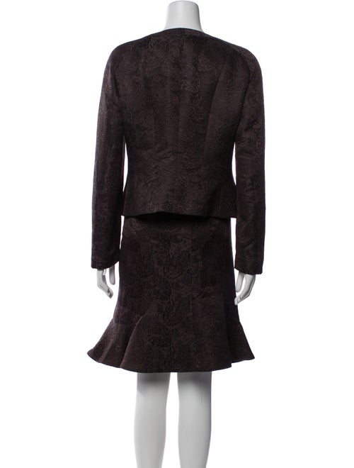 Rena Lange Printed Bow Accents Skirt Suit