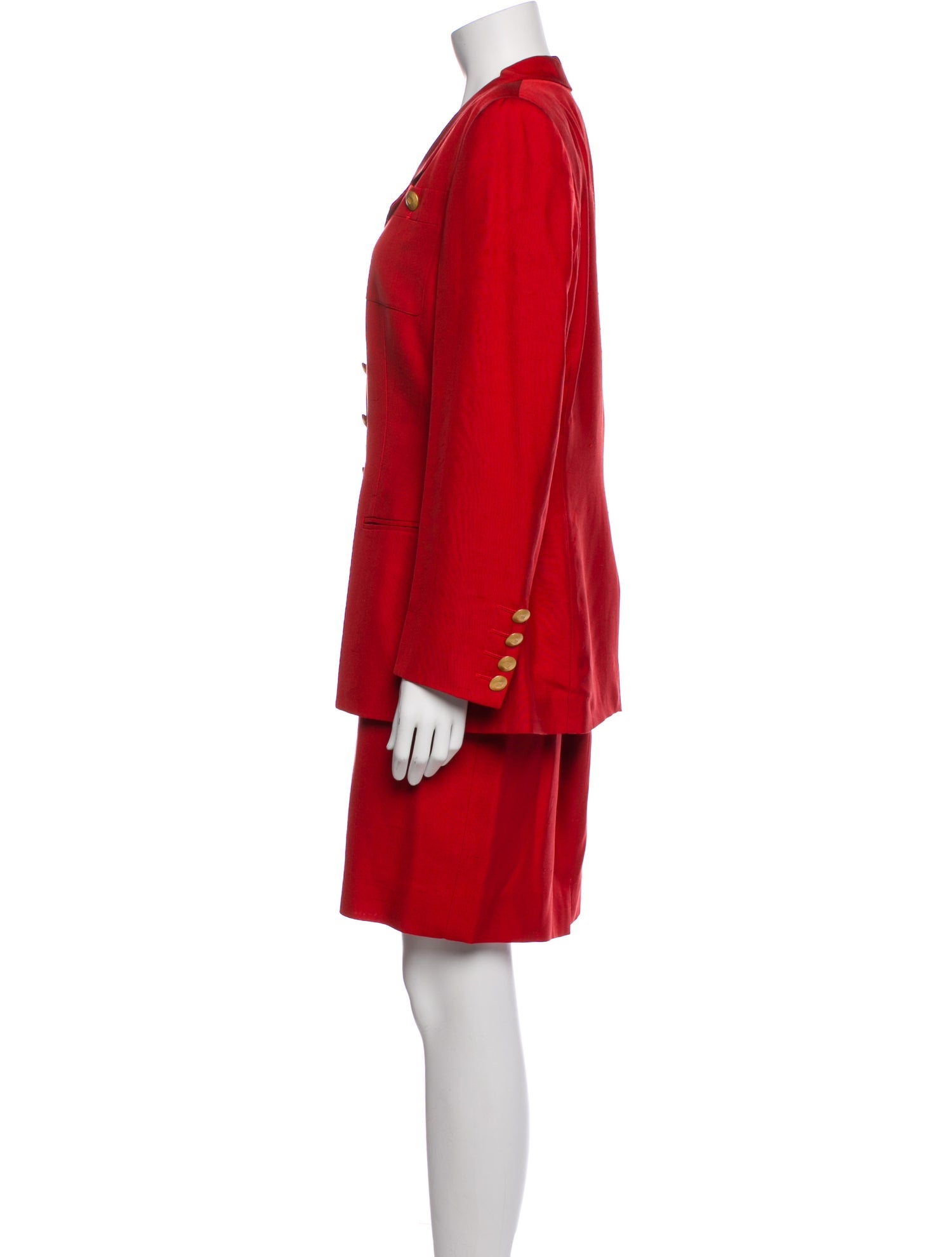 Rena Lange Silk Ruffle Embellishment Skirt Suit