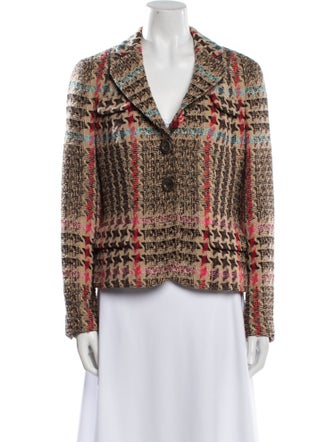 Rena Lange Virgin Wool Plaid Print Blazer