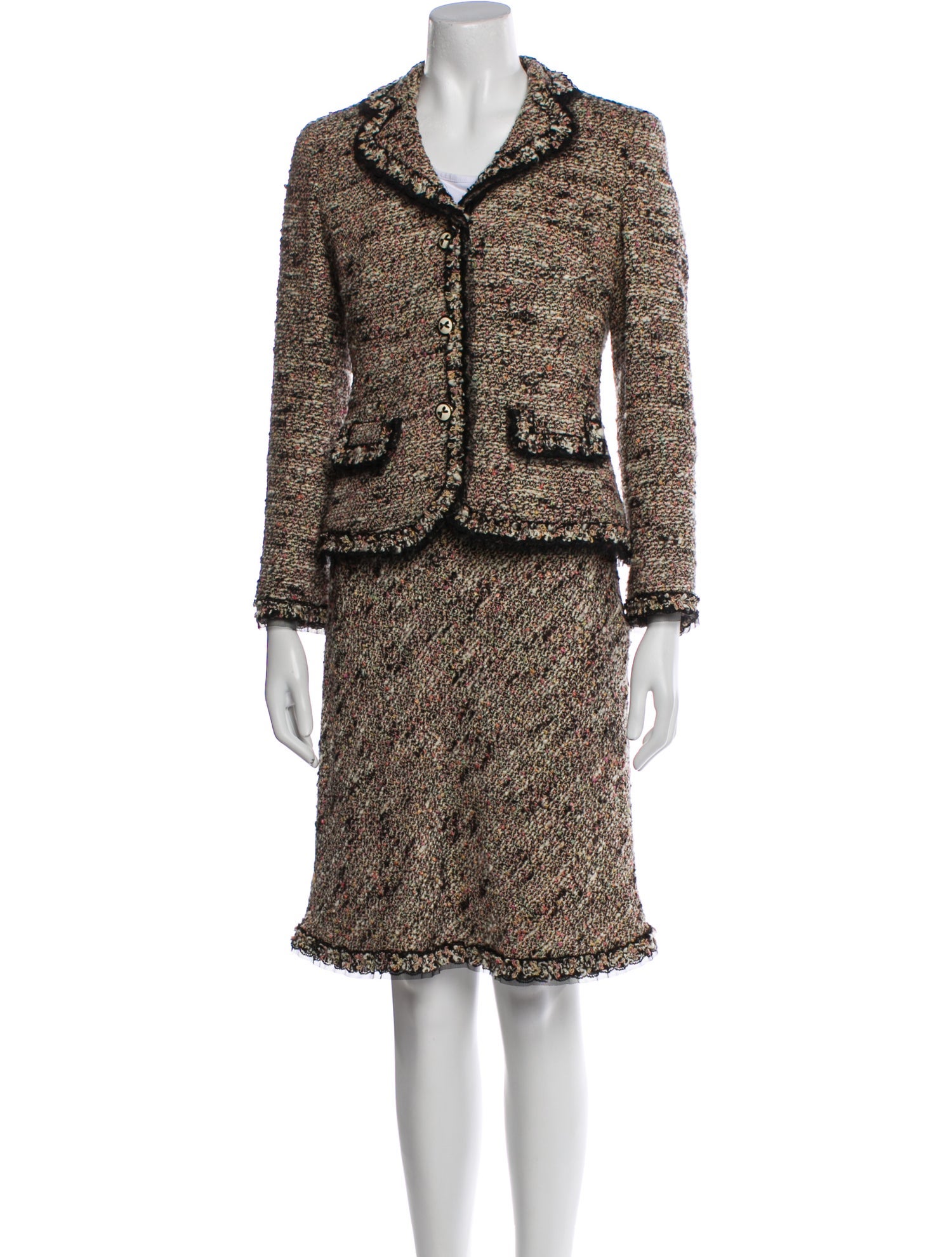 Rena Lange Virgin Wool Tweed Pattern Skirt Set