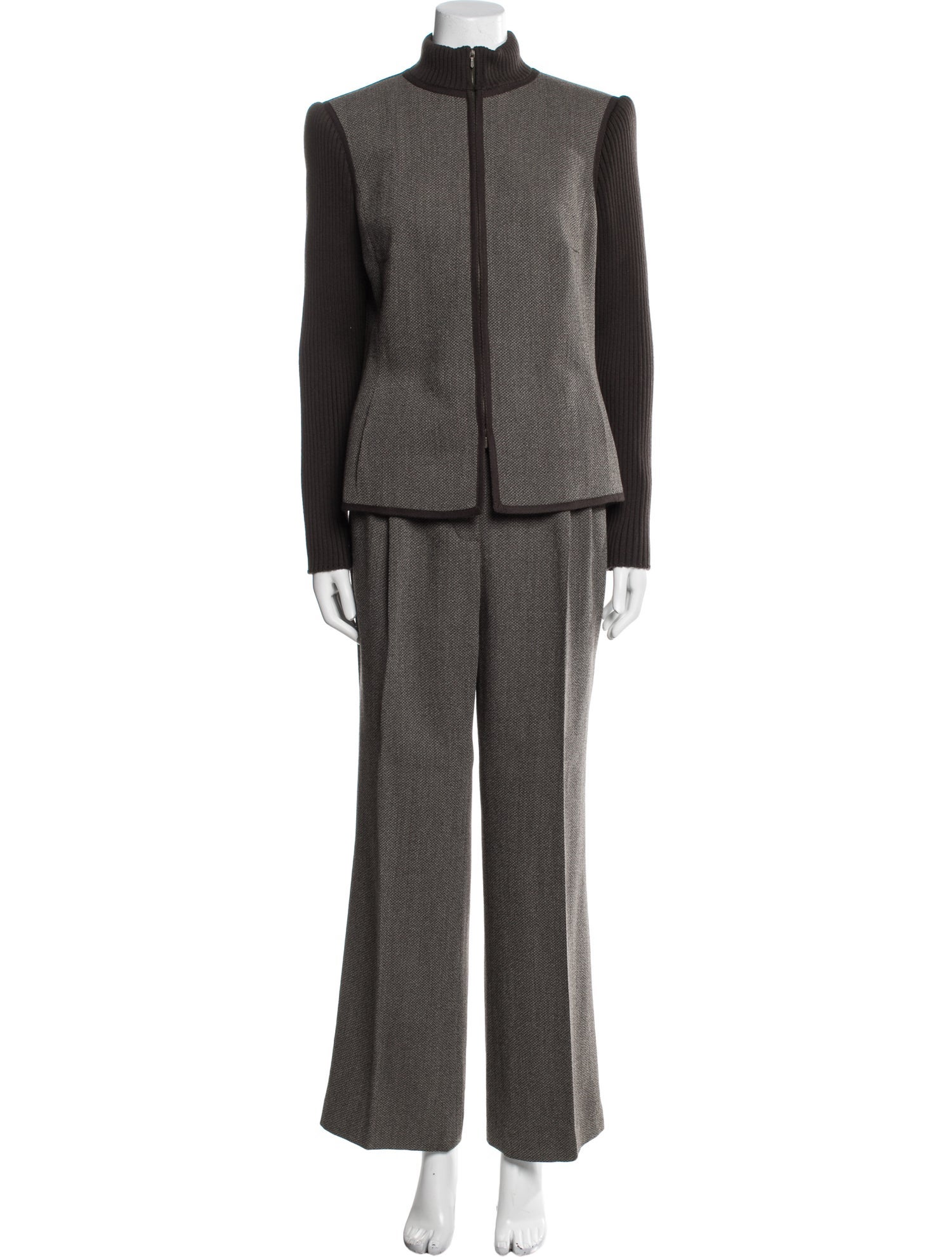 Rena Lange Wool Colorblock Pattern Pant Set