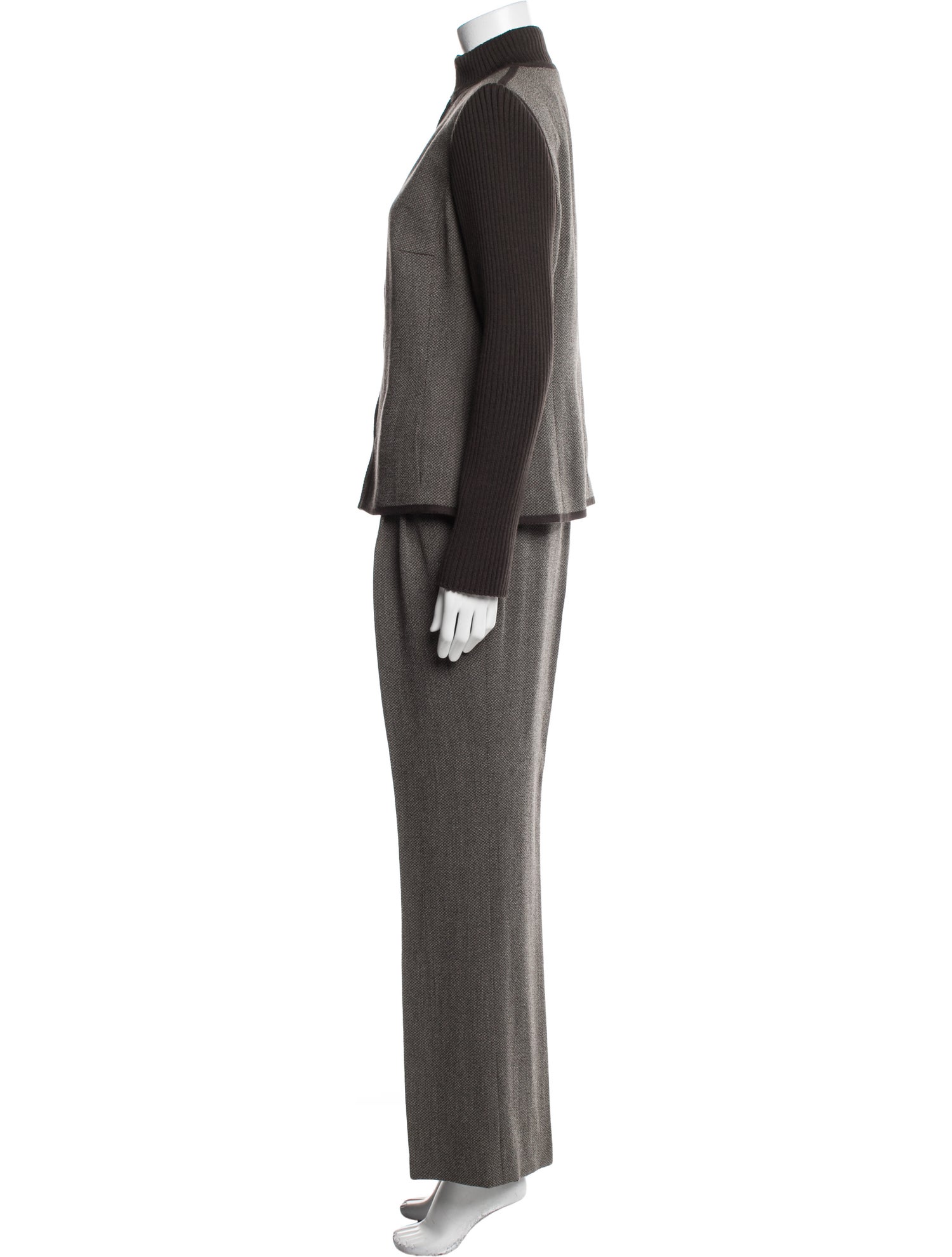 Rena Lange Wool Colorblock Pattern Pant Set