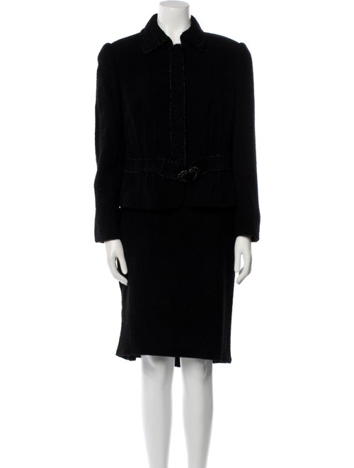 Rena Lange Virgin Wool Crystal Embellishments Skirt Suit