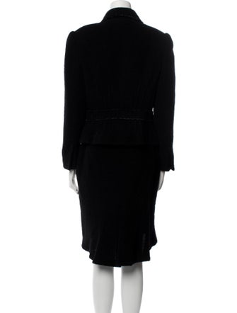 Rena Lange Virgin Wool Crystal Embellishments Skirt Suit