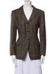 Rena Lange Virgin Wool Plaid Print Blazer