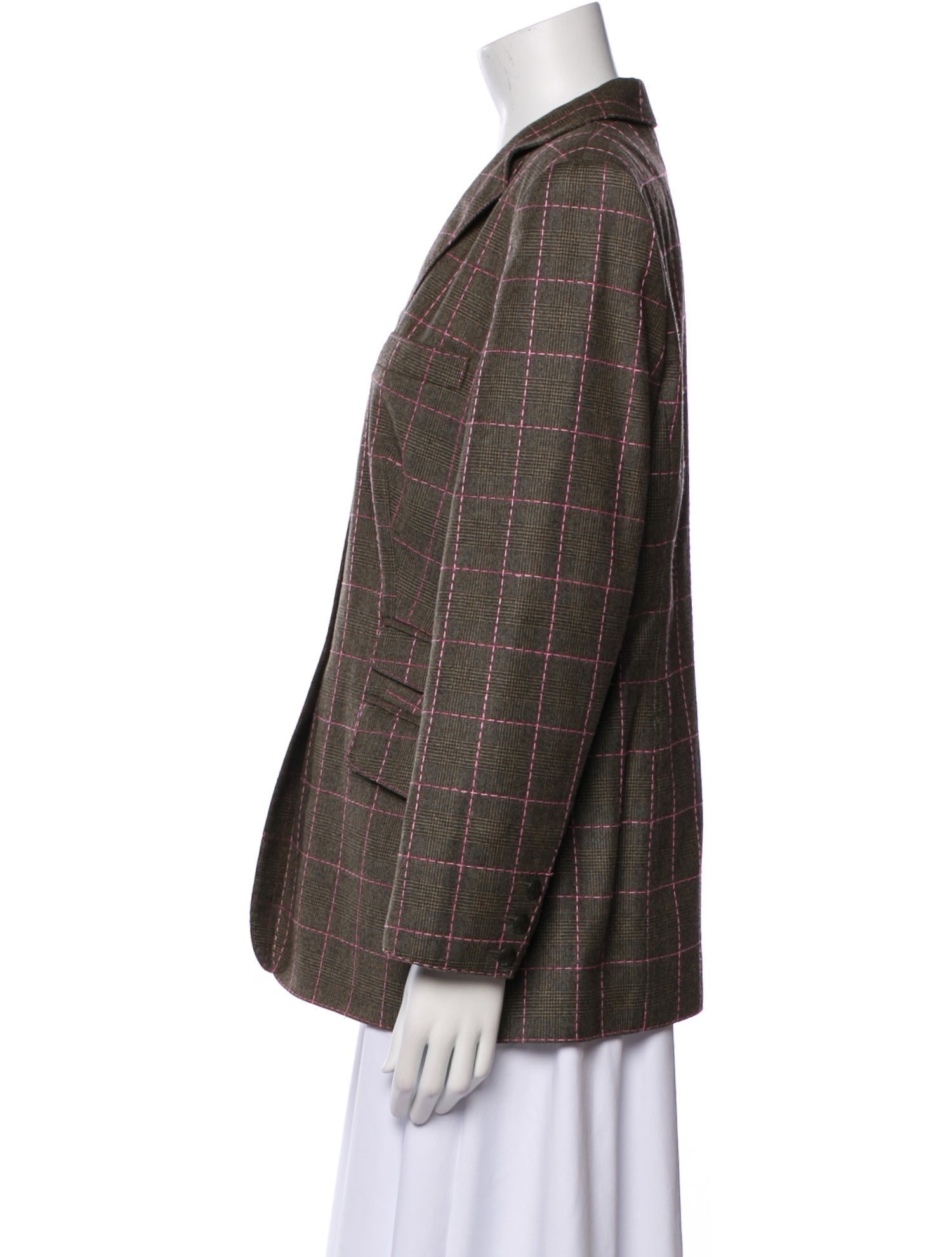 Rena Lange Virgin Wool Plaid Print Blazer