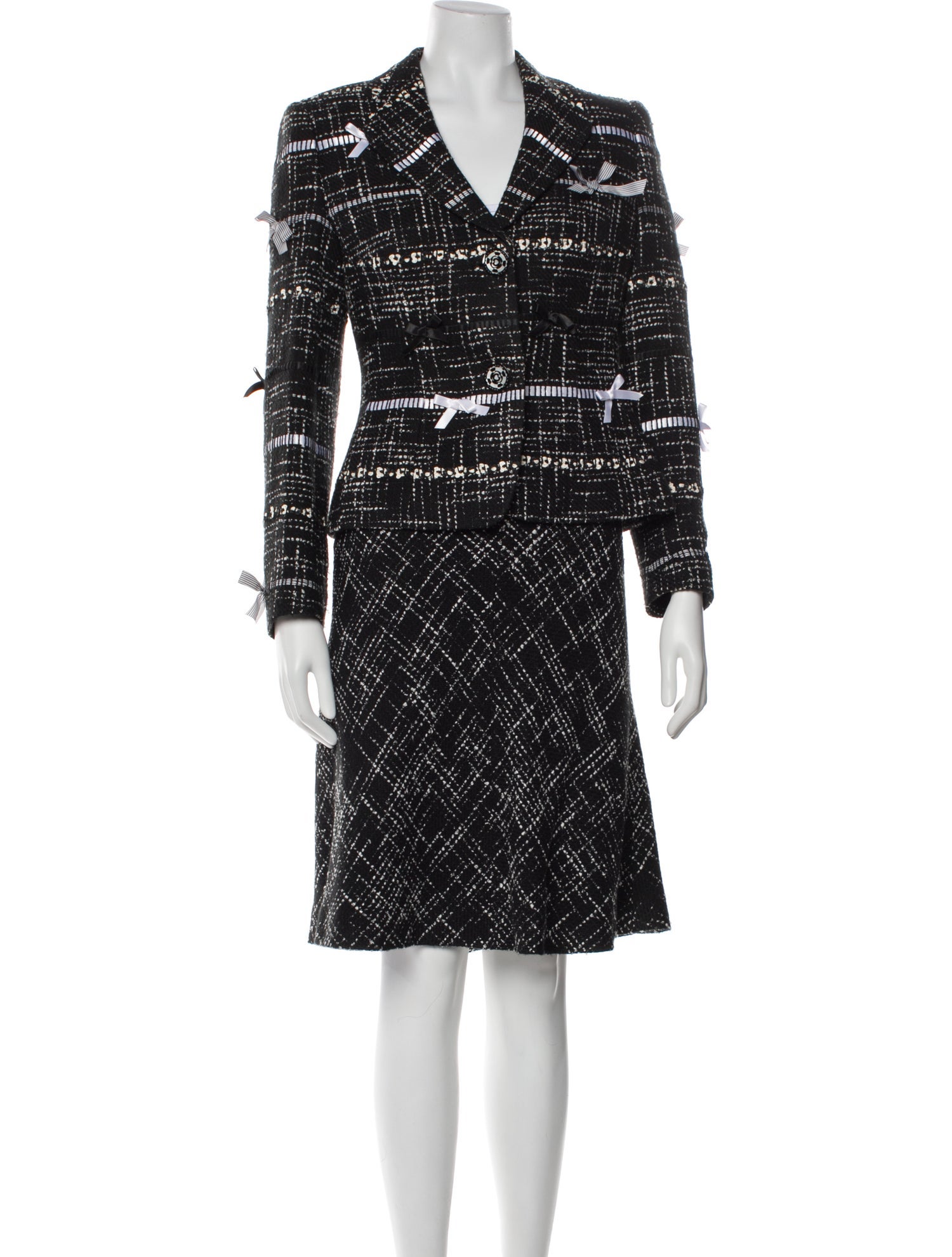 Rena Lange Tweed Printed Skirt Suit
