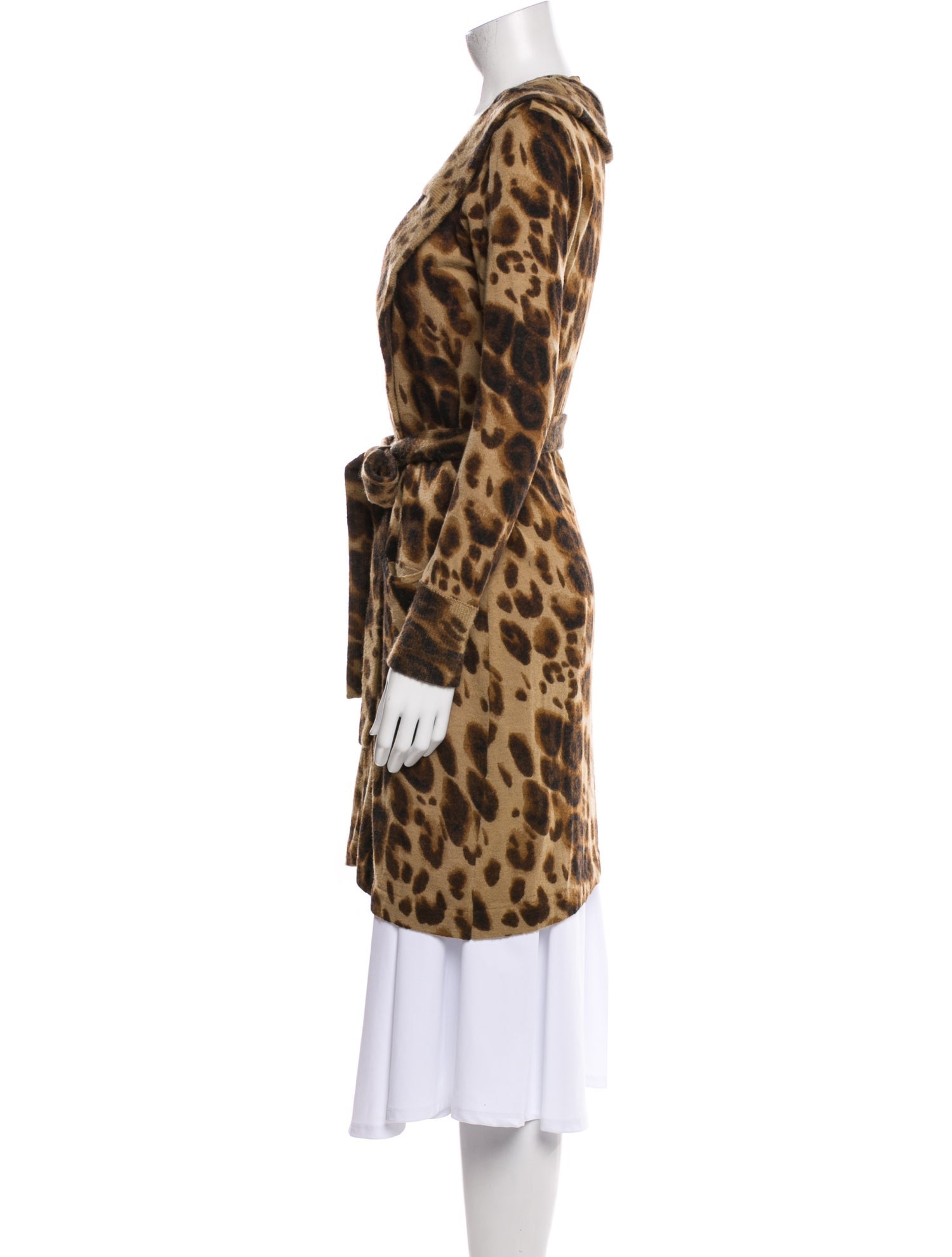 Rena Lange Alpaca Animal Print Faux Fur Coat