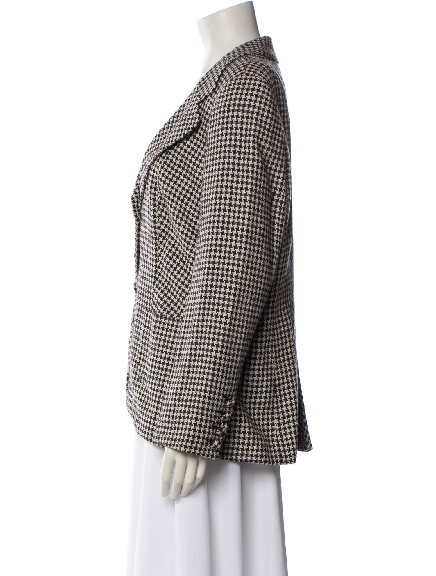 Rena Lange Wool Plaid Print Blazer