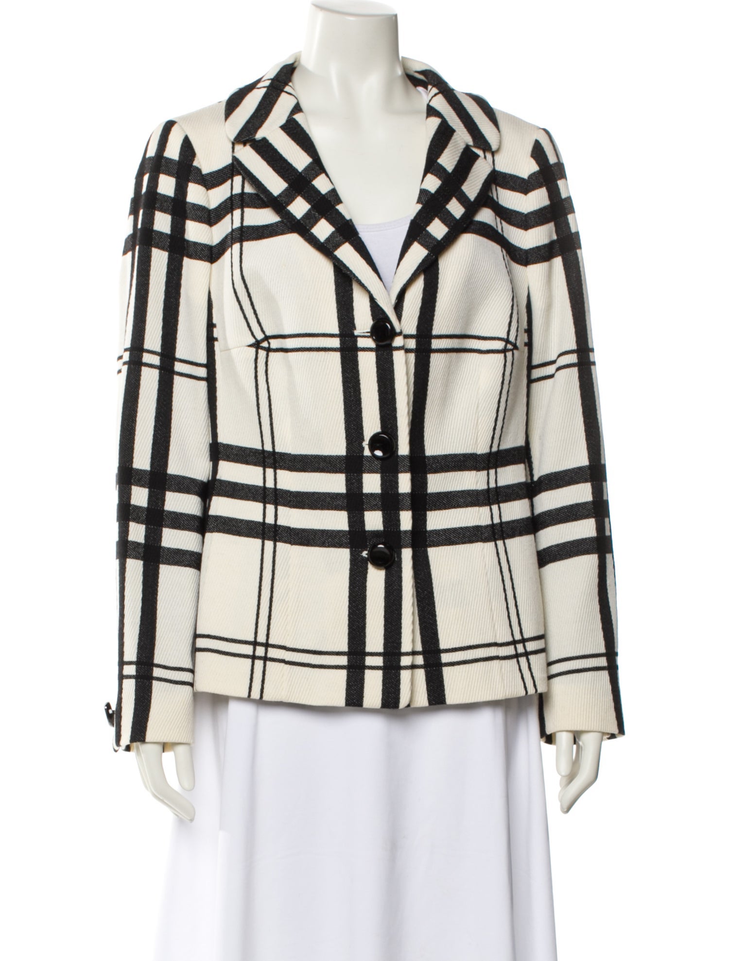 Rena Lange Virgin Wool Plaid Print Blazer