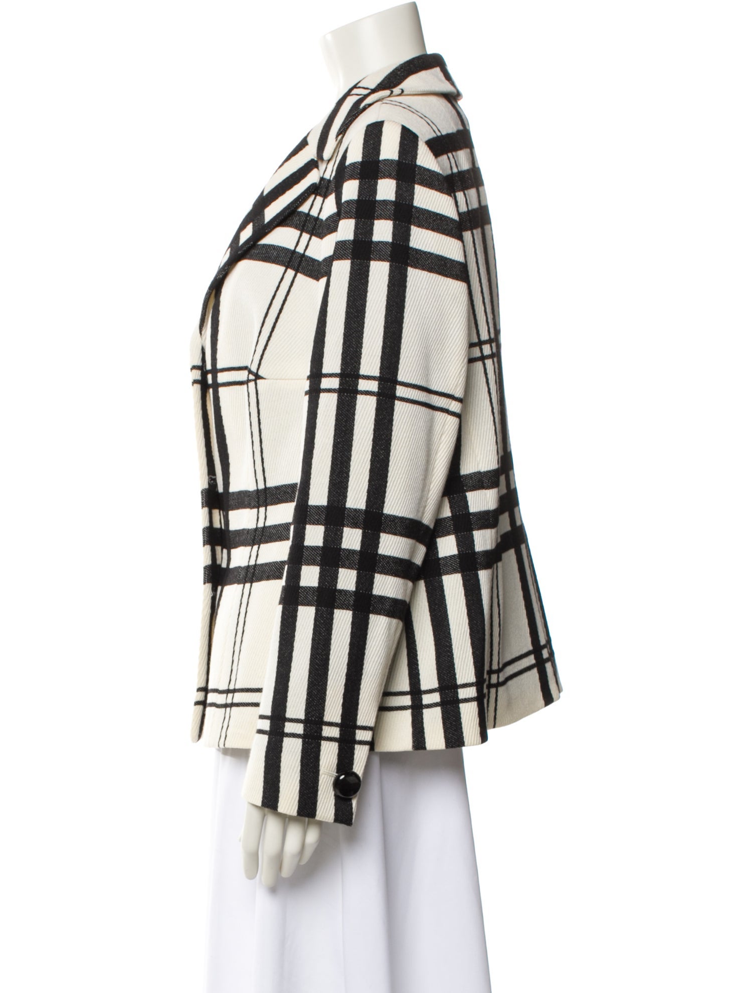 Rena Lange Virgin Wool Plaid Print Blazer