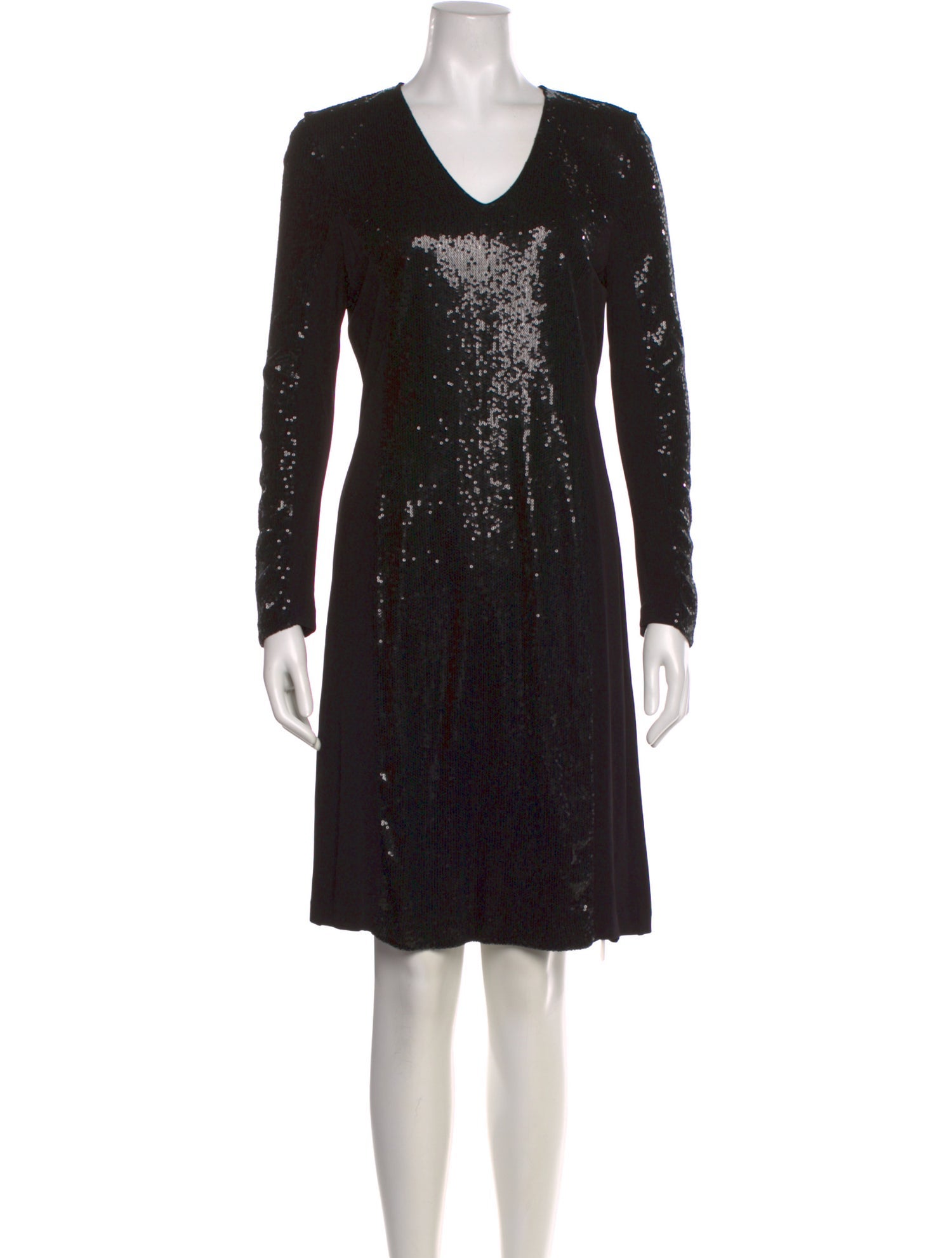 Rena Lange V-Neck Knee-Length Dress