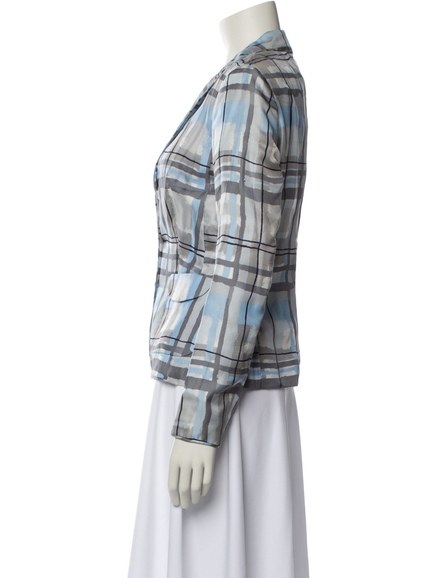 Rena Lange Silk Plaid Print Blazer