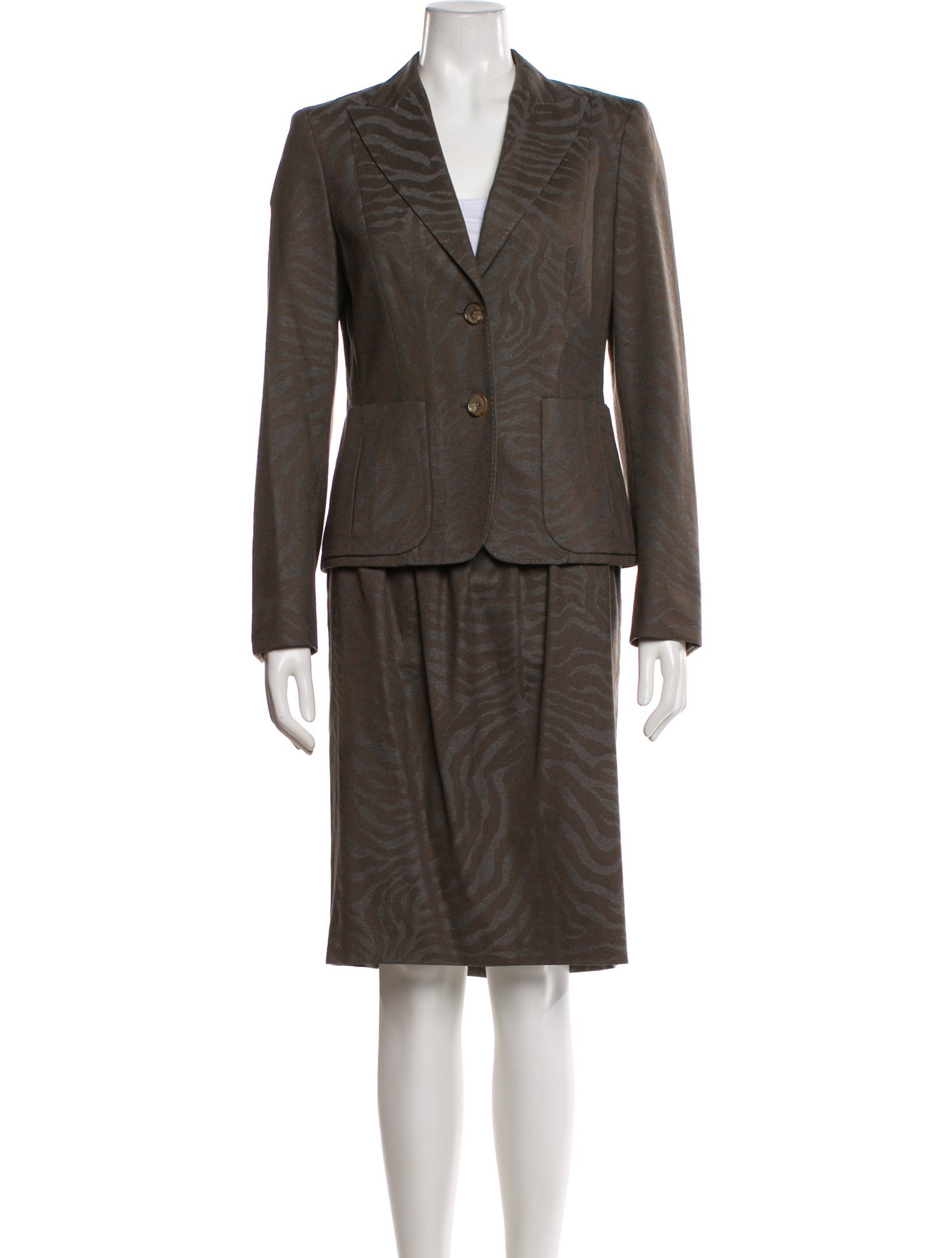 Rena Lange Virgin Wool Printed Skirt Set