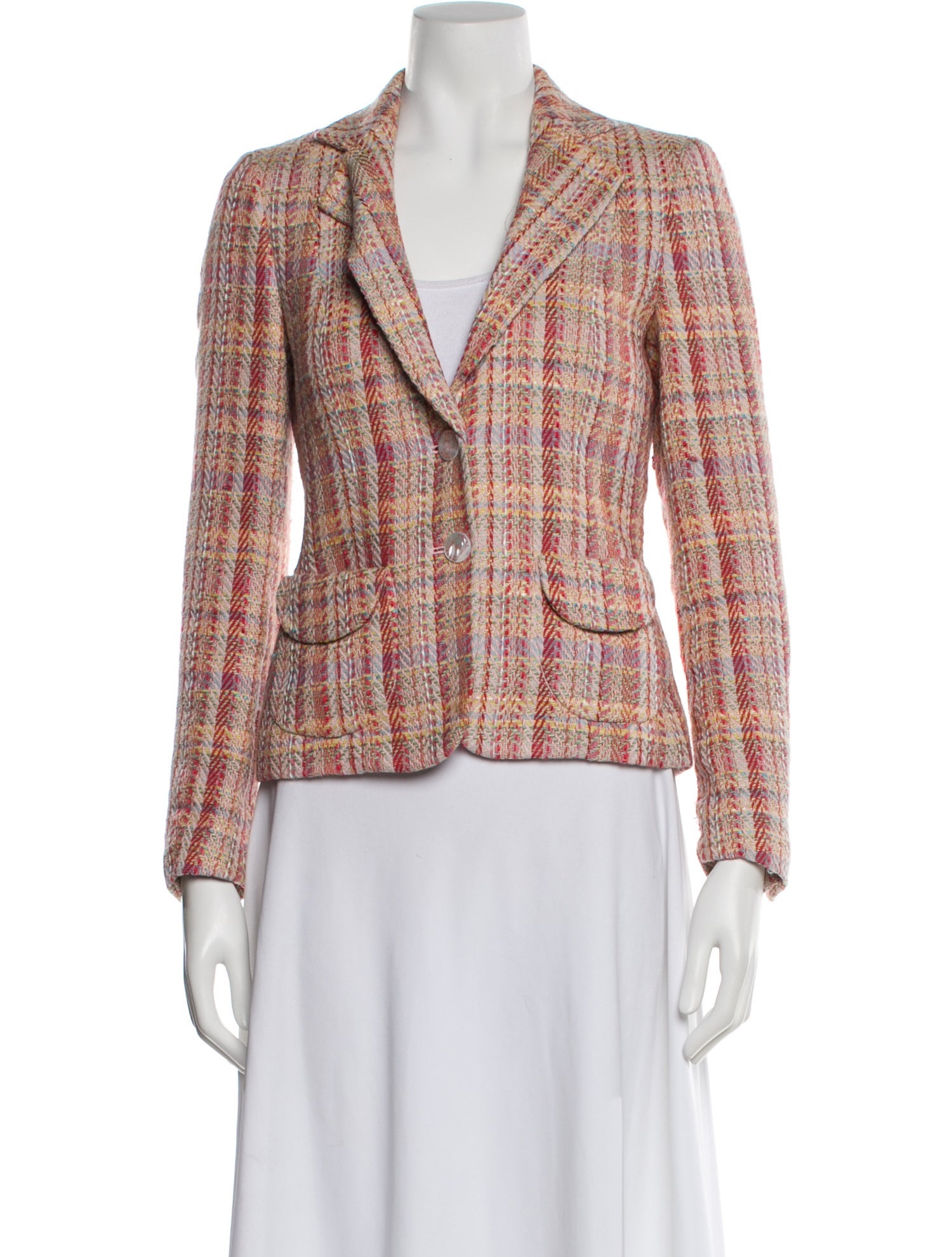 Rena Lange Silk Plaid Print Blazer
