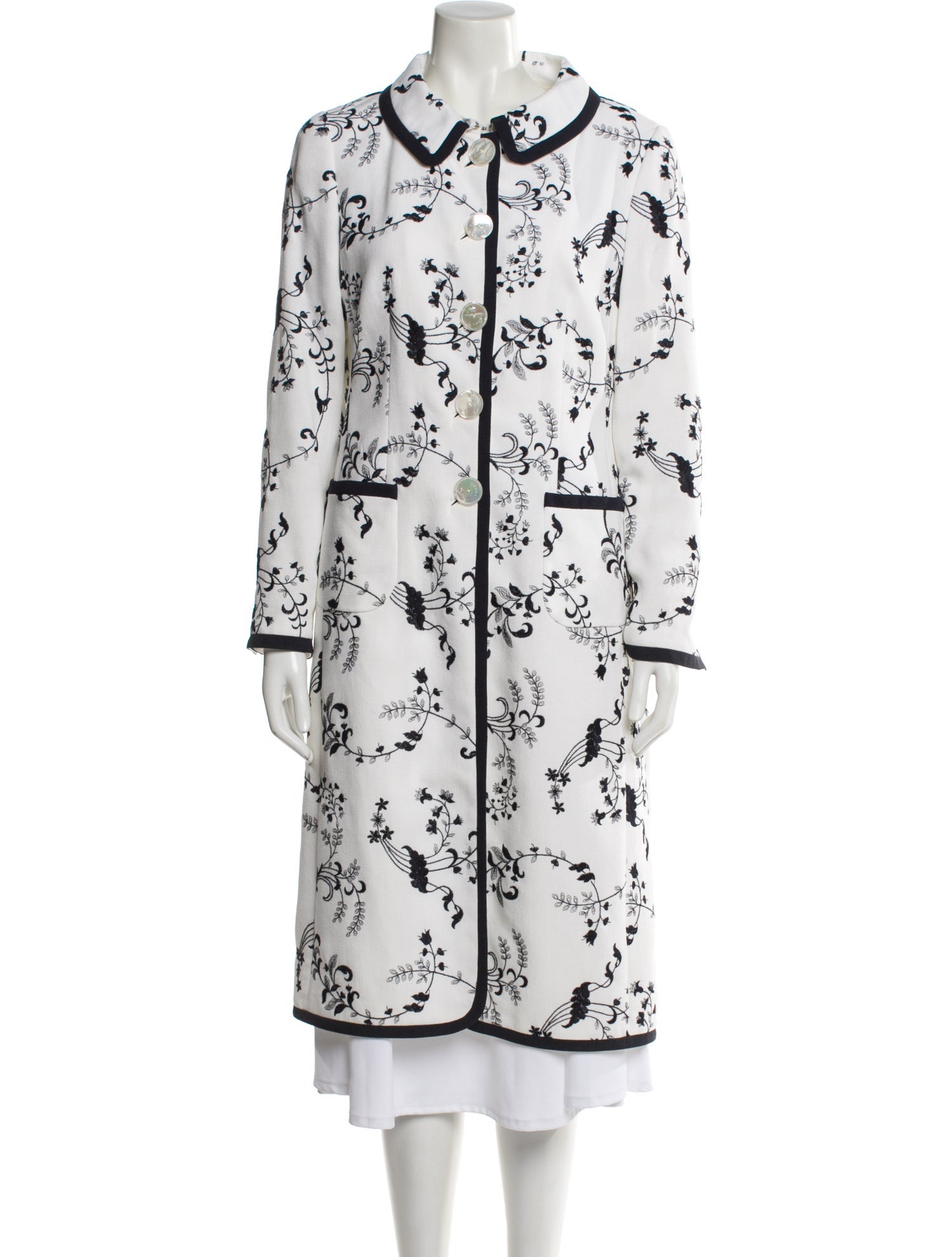 Rena Lange Floral Print Trench Coat