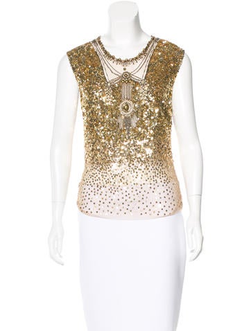 Reem Acra Embellished Sleeveless Top