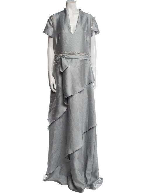 Reem Acra V-Neck Long Dress