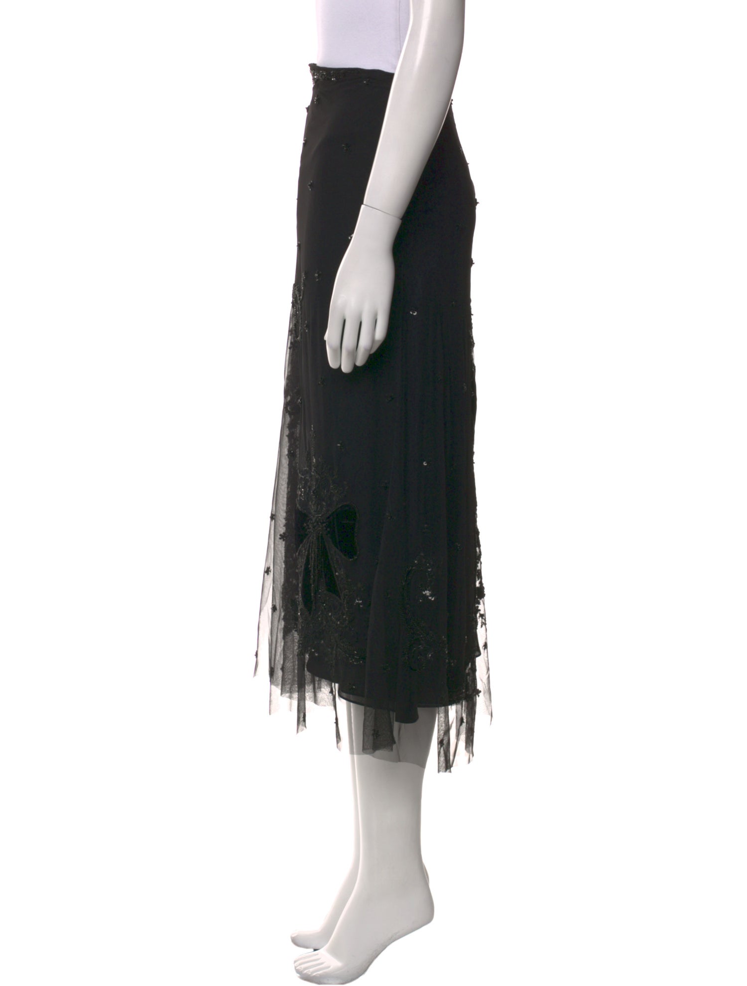 Reem Acra Silk Midi Length Skirt