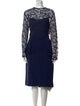 Reem Acra Lace Pattern Midi Length Dress