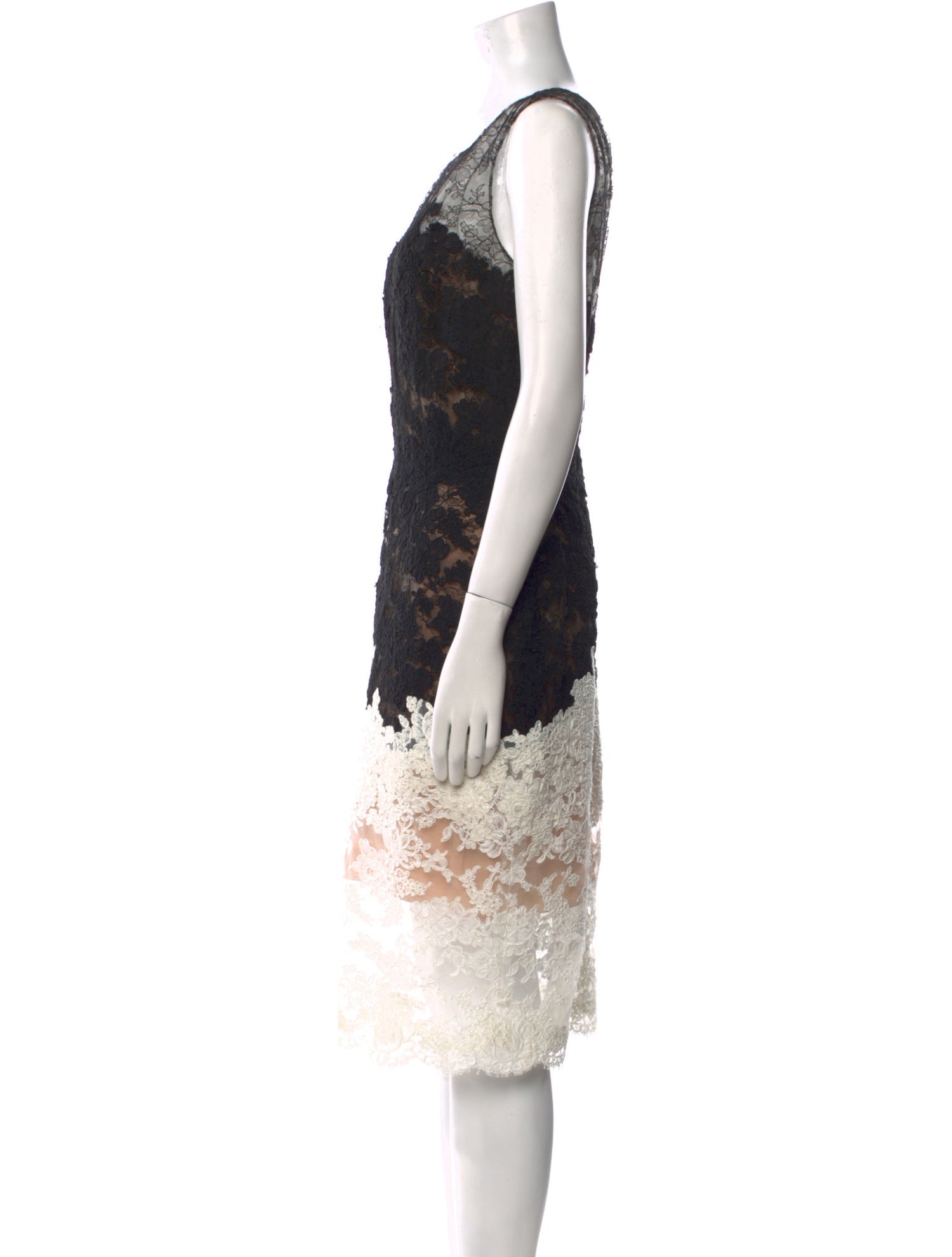 Reem Acra Lace Pattern Midi Length Dress