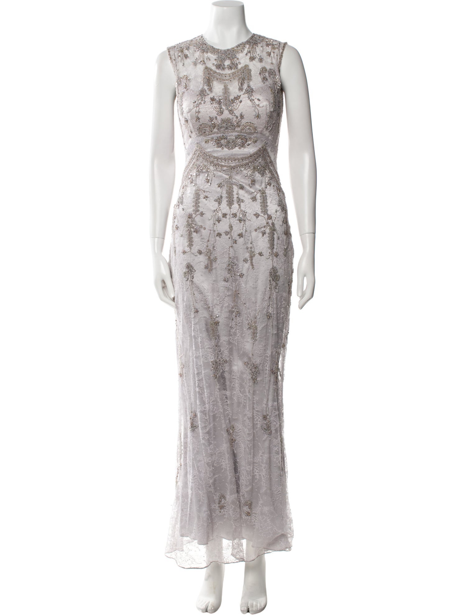 Reem Acra Lace Pattern Long Dress