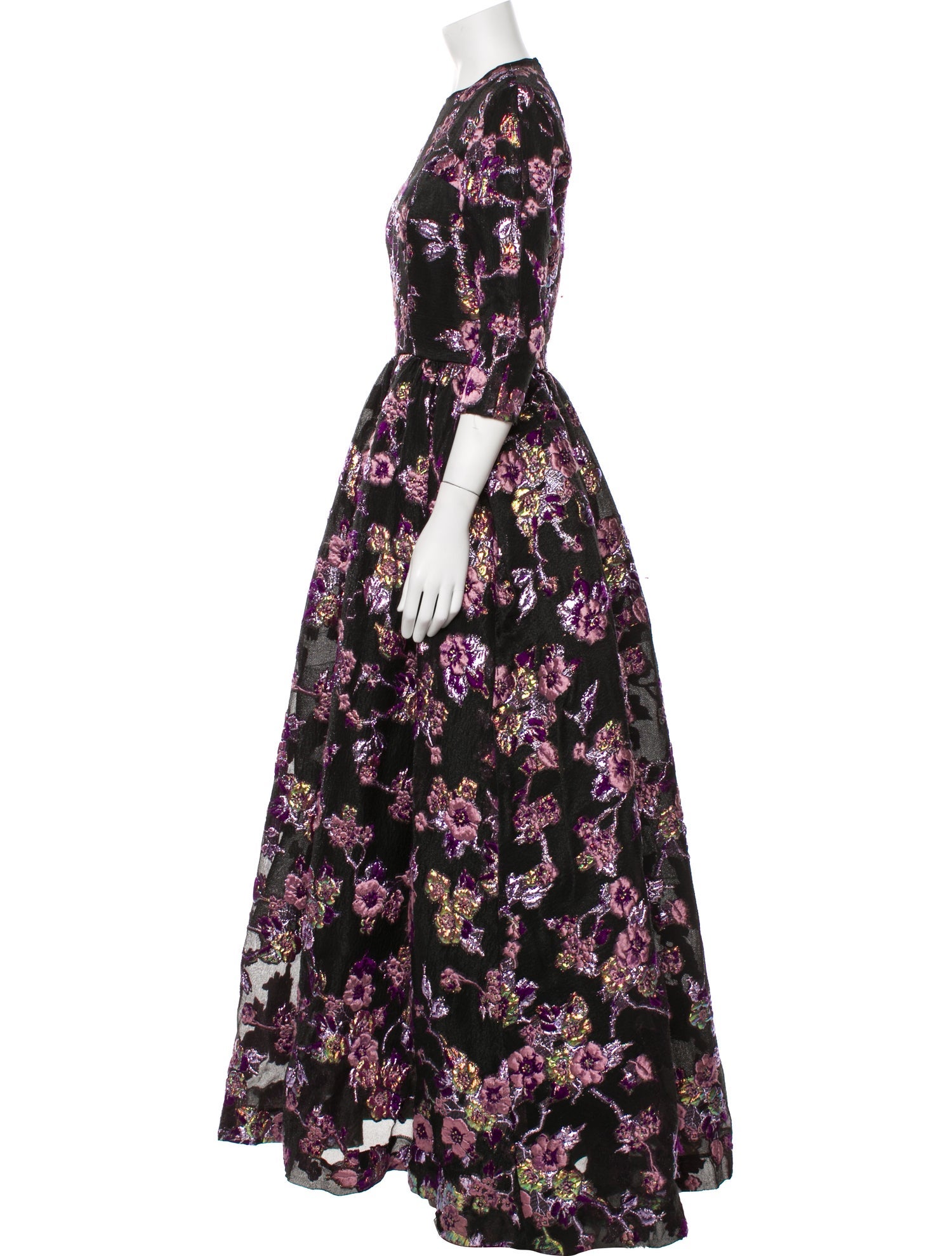 Reem Acra Floral Print Long Dress
