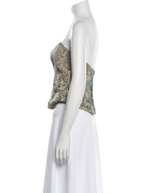 Reem Acra Silk Paisley Print Crop Top