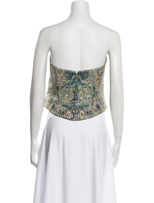 Reem Acra Silk Paisley Print Crop Top