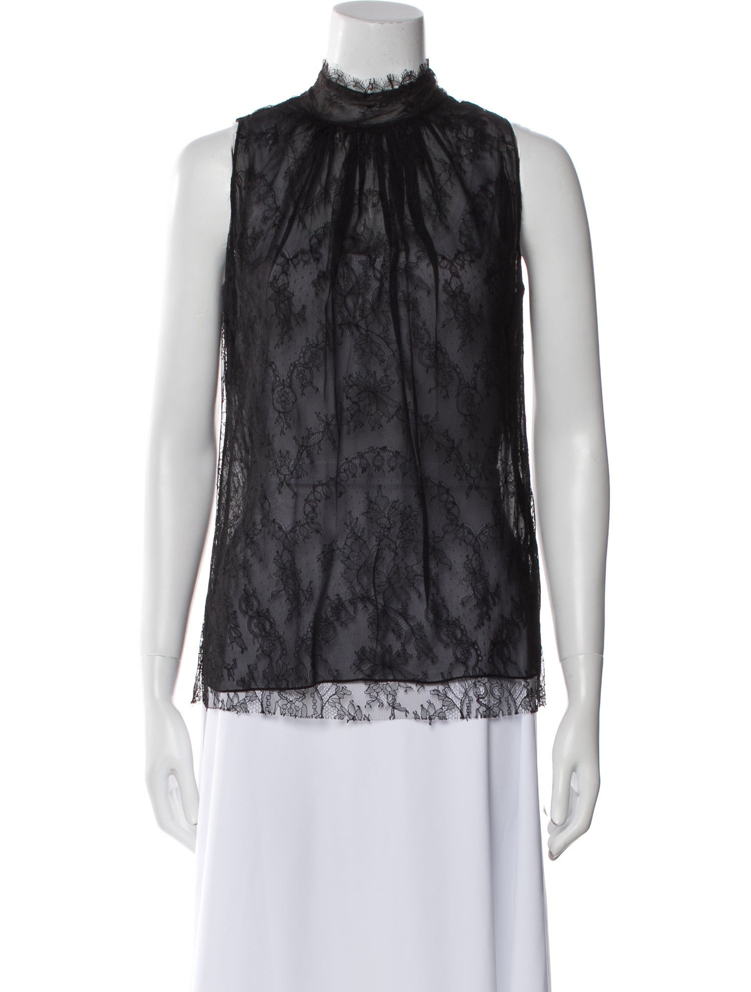 Reem Acra Silk Mock Neck Blouse
