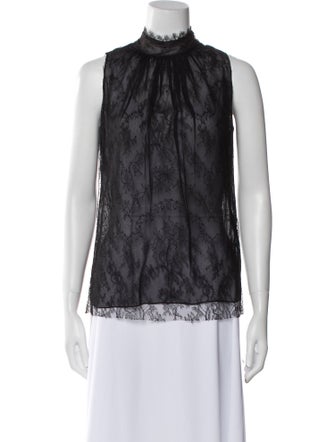 Reem Acra Silk Mock Neck Blouse