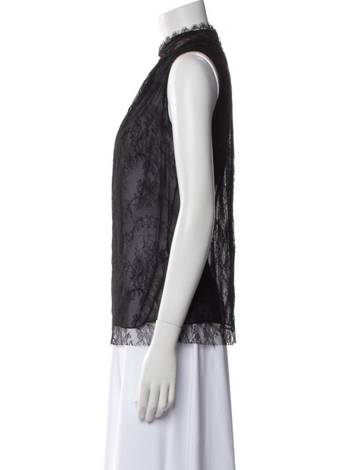 Reem Acra Silk Mock Neck Blouse