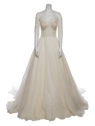 Reem Acra Square Neckline Long Dress