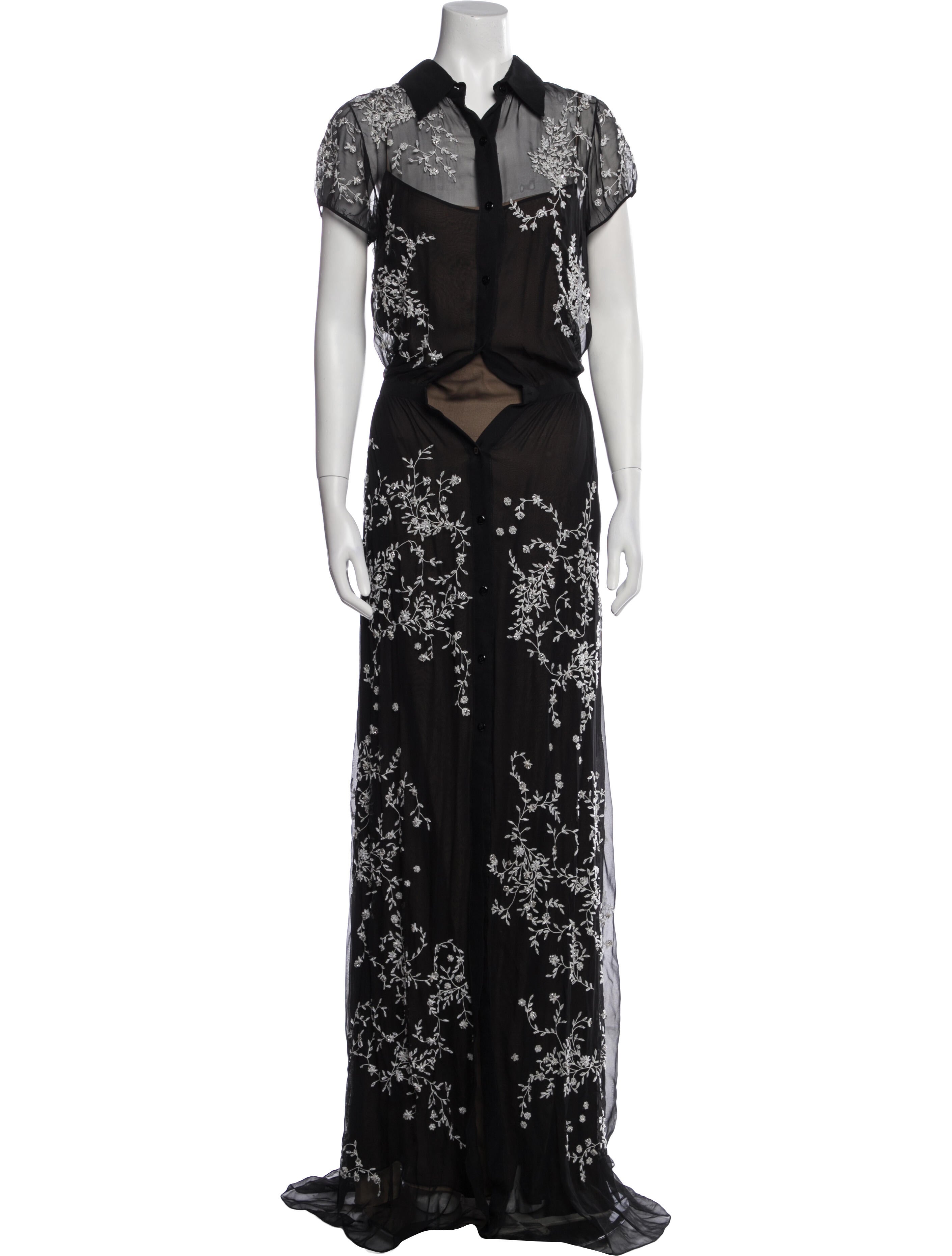 Reem Acra Silk Long Dress