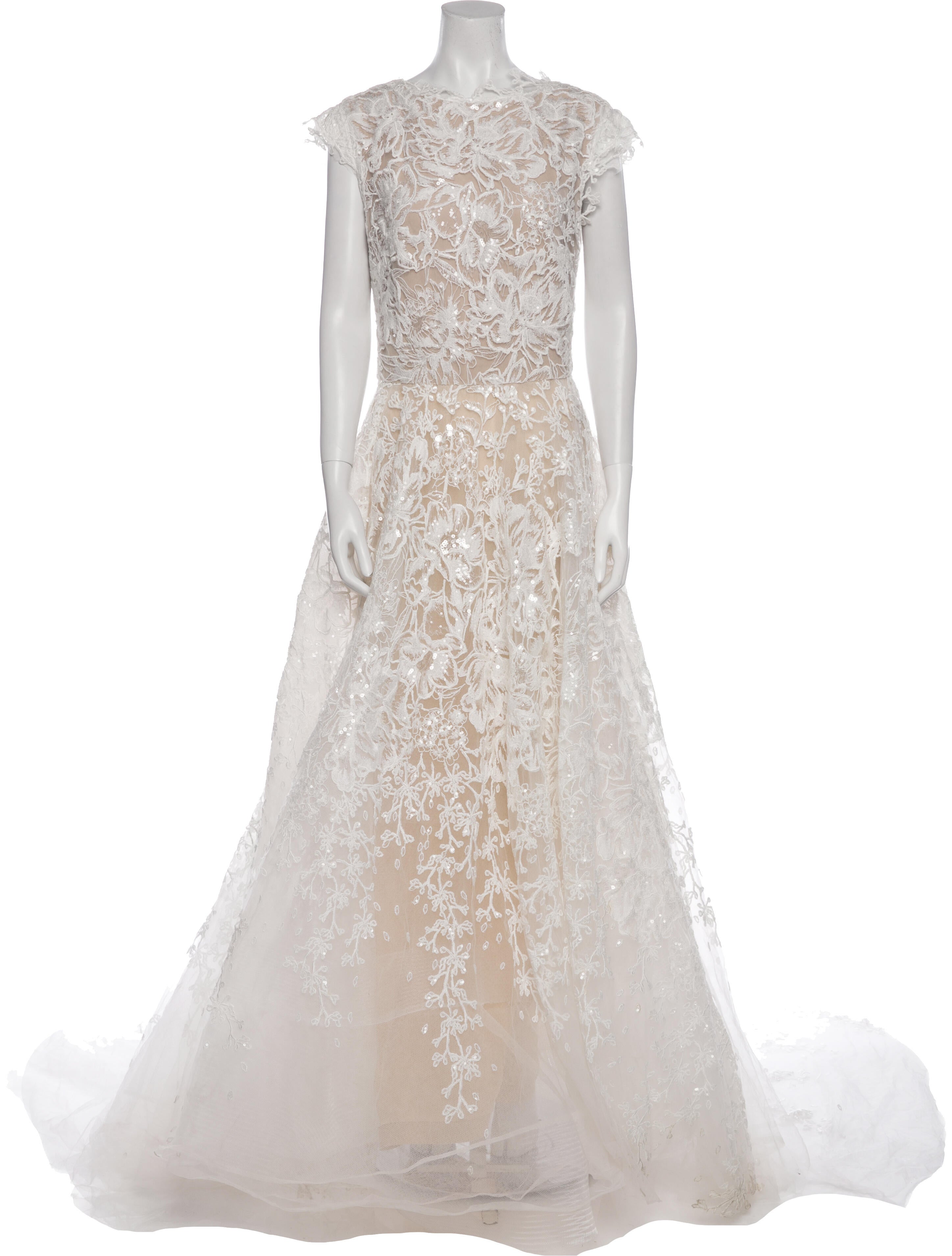 Reem Acra Lace Pattern Long Dress