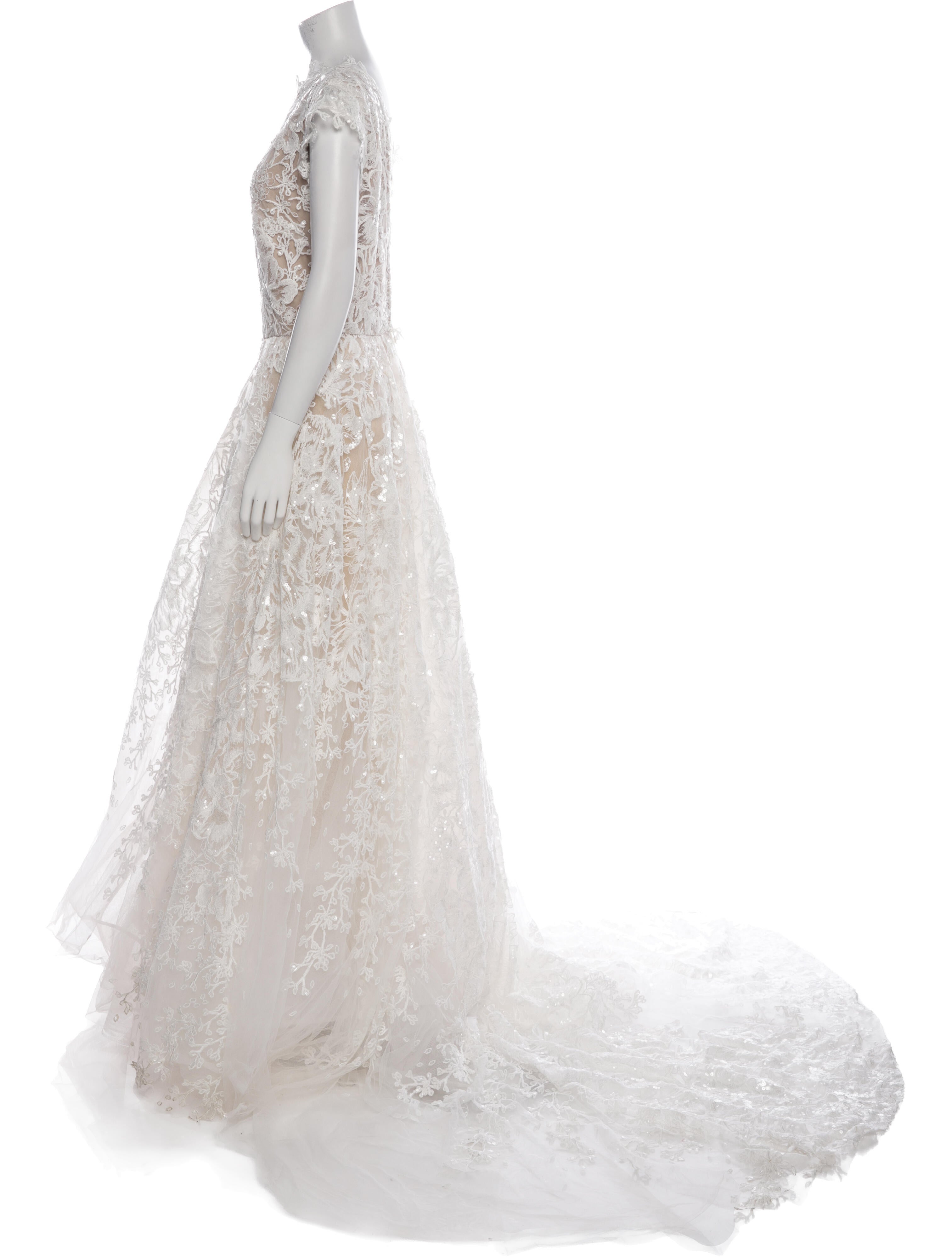 Reem Acra Lace Pattern Long Dress