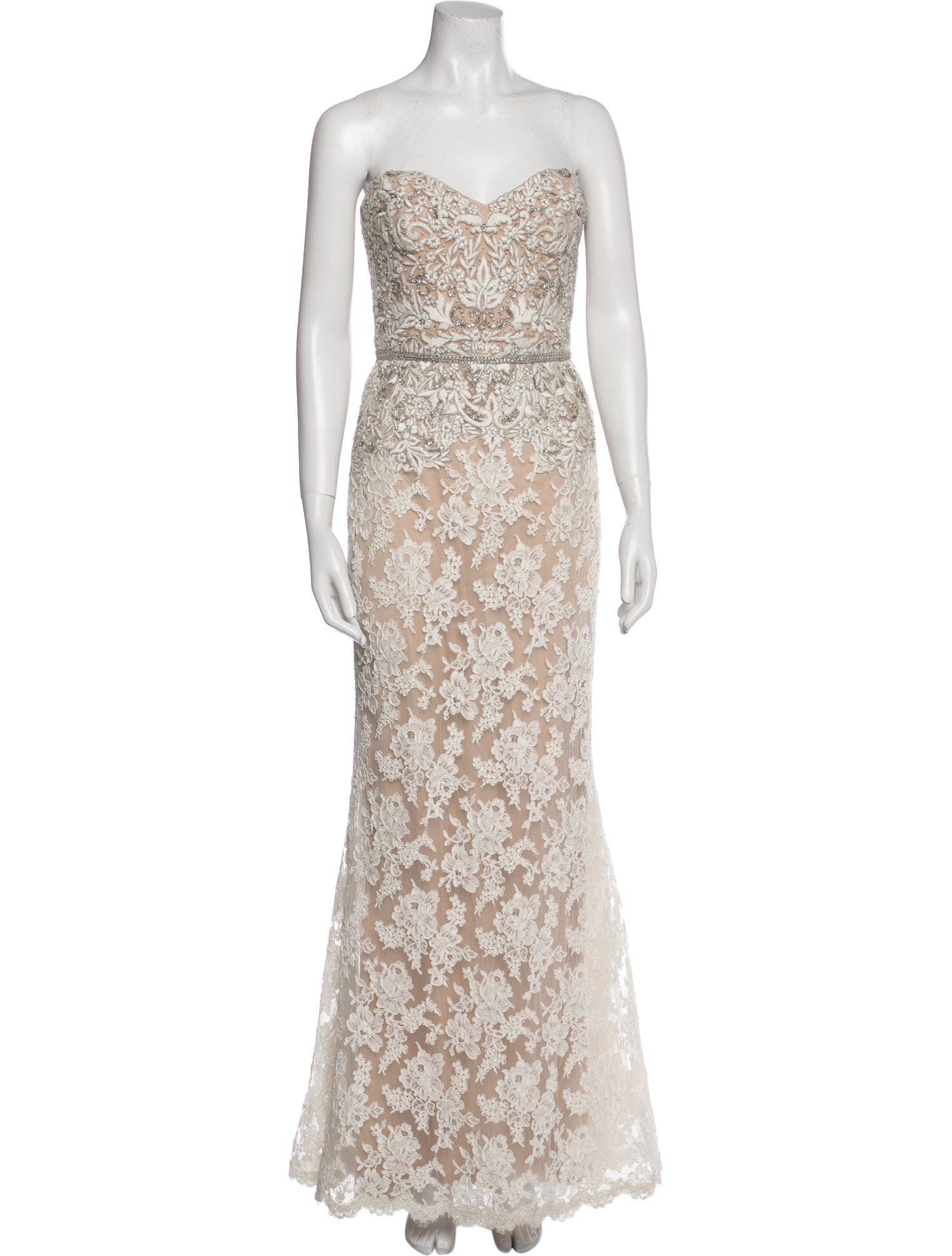 Reem Acra Lace Pattern Long Dress