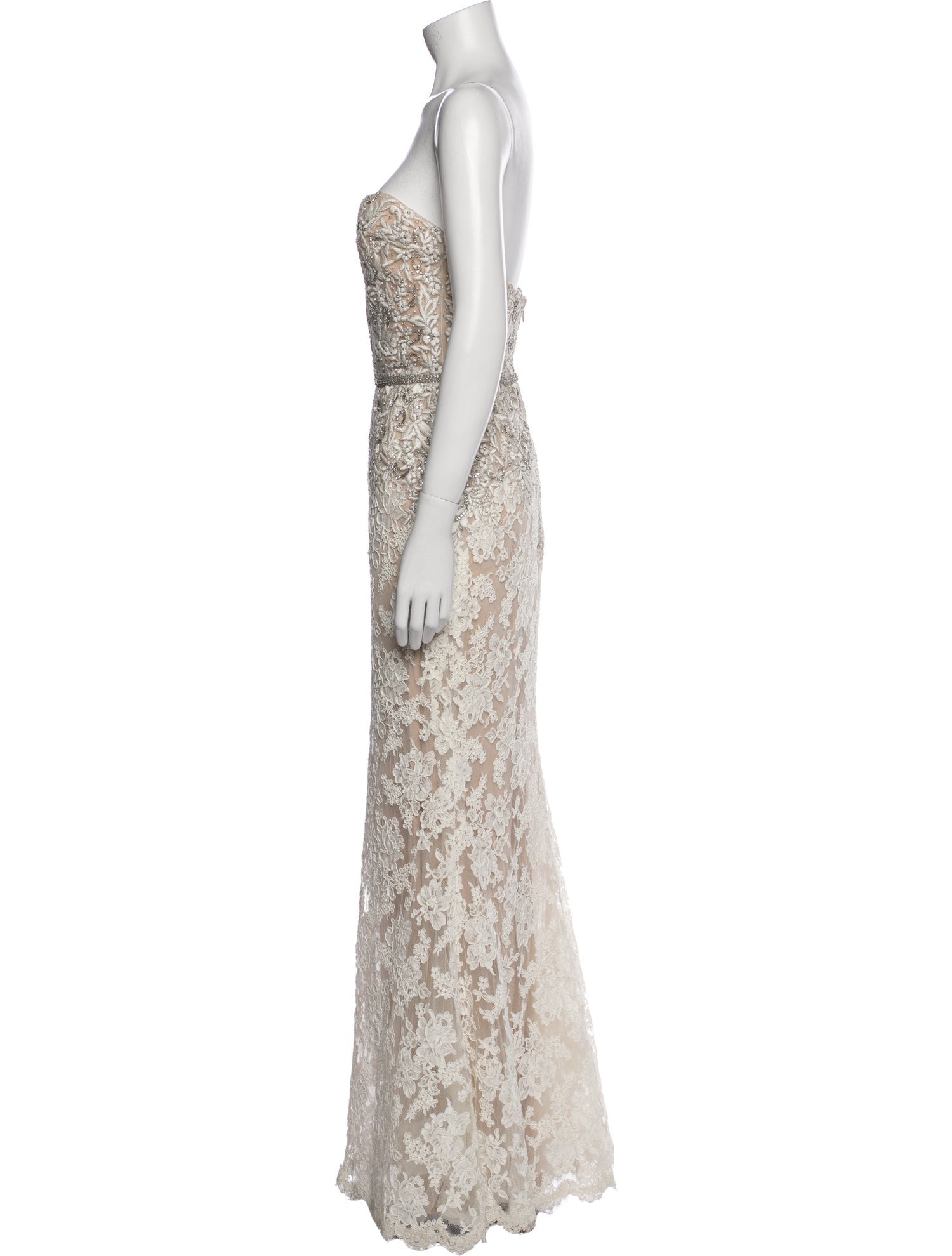 Reem Acra Lace Pattern Long Dress