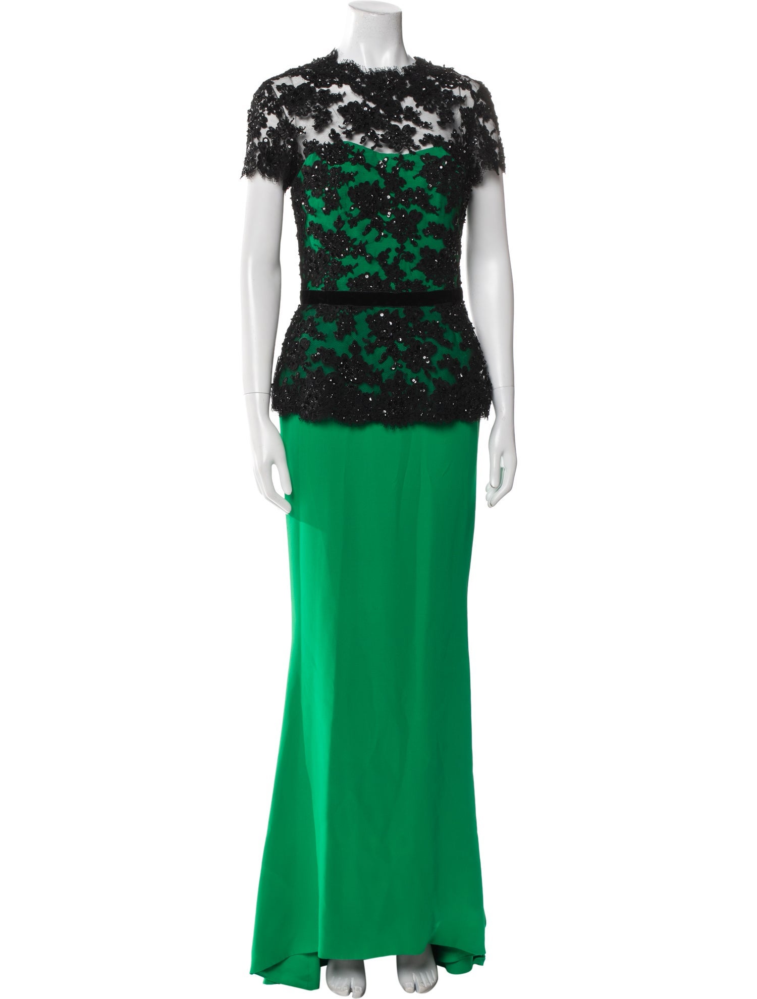 Reem Acra Lace Pattern Long Dress