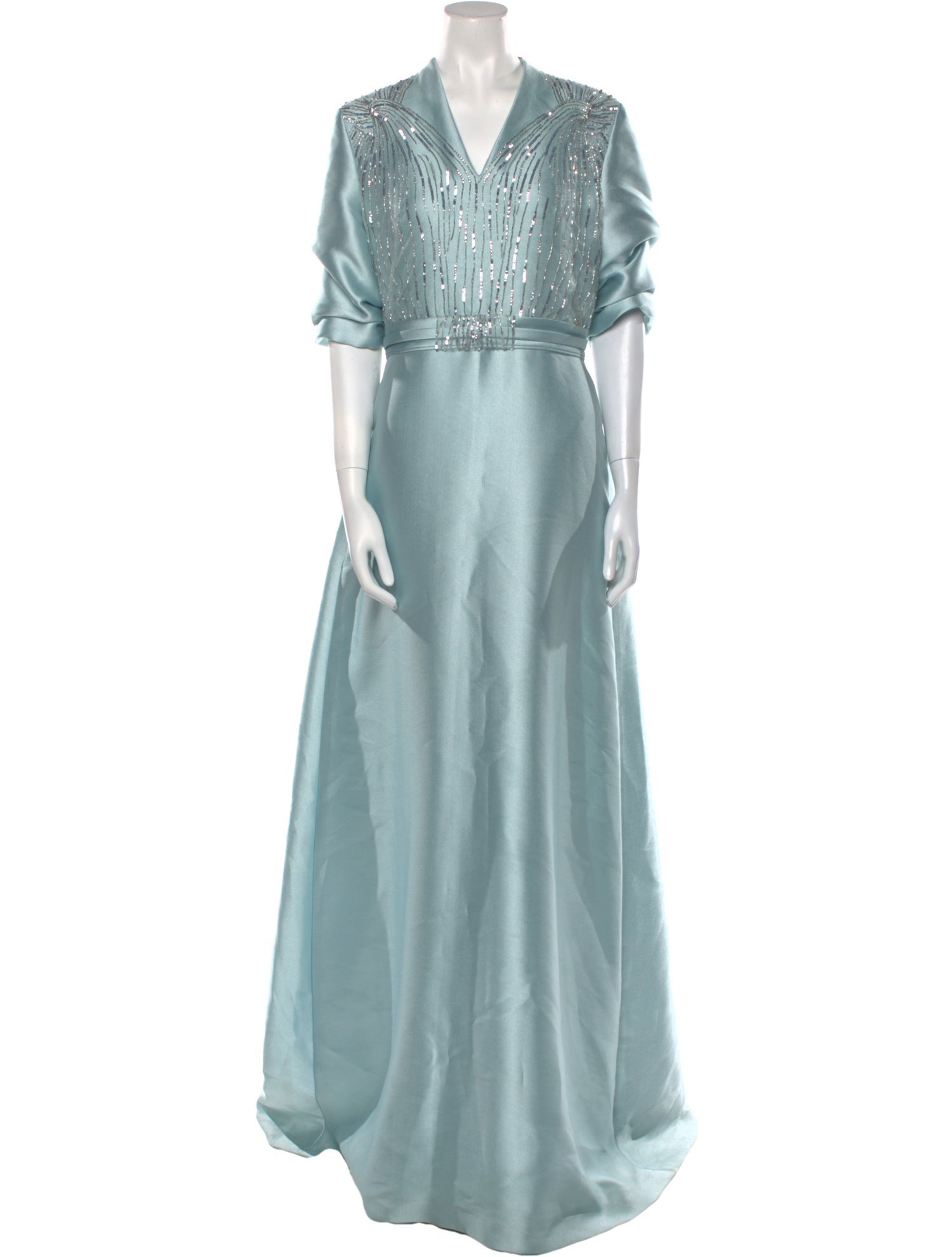 Reem Acra V-Neck Long Dress