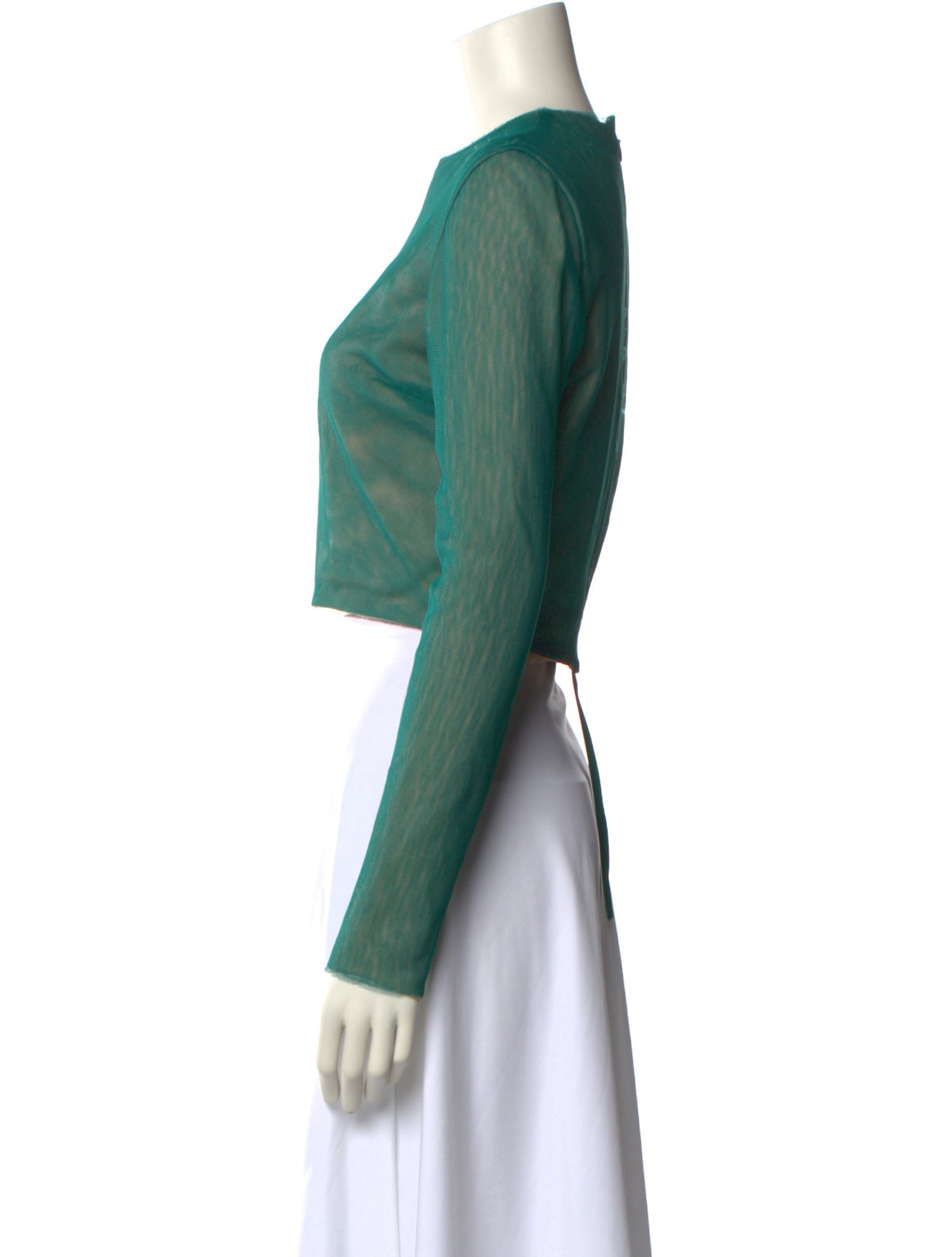 Reem Acra Crew Neck Long Sleeve Crop Top